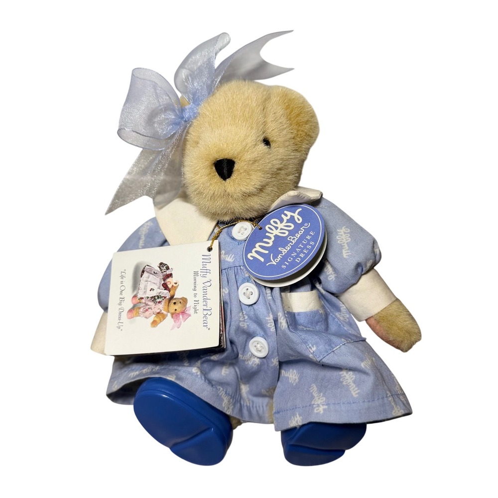 Muffy VanderBear Signature Dress Plush Teddy Bear Morning 2 Night Blue Dress NWT